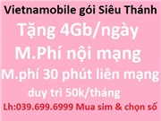 Sim đẹp Vietnamobile gói du lịch Tặng 5Gb/ngày/20 ngày giá từ 100k