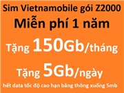 Sim Vietnamobile gói Z2000 - Trọn gói miễn phí data 1 năm
